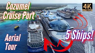 COZUMEL 🇲🇽 Cruise Port From The Sky - Icon of the Seas, Celebrity Ascent & 3 Carnival Ships