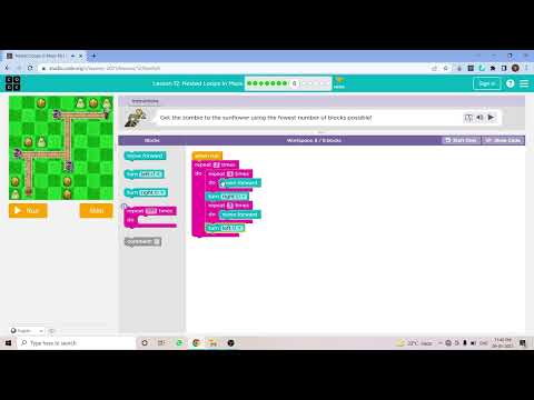 L12-8 |Code.org | Express-2021 | Lesson 12: Nested Loops in Maze | level 8