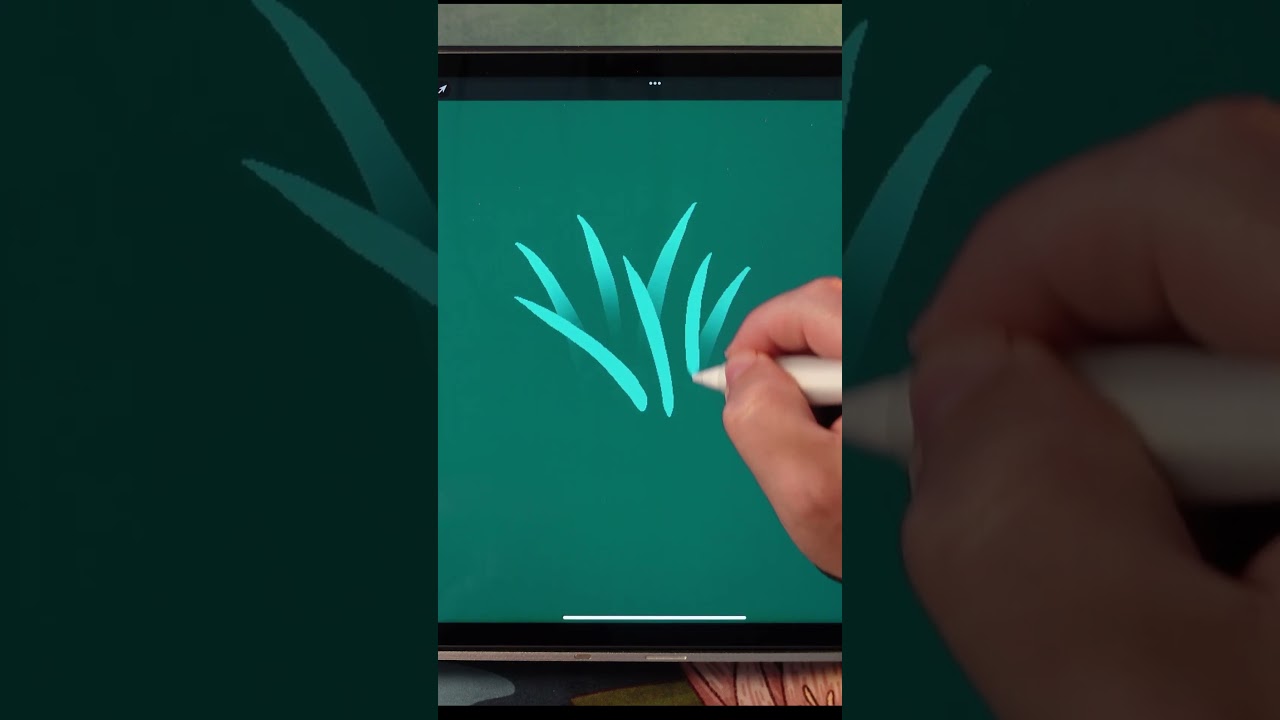 PROCREATE TUTORIAL high detail grass process #digitalilustration #digitalart #drawingtutorial
