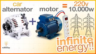 Get Free Energy with AC Motor and Car Alternator 💡💡💡