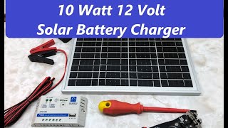 $33 Eco-Worthy 10W 12V Solar Panel Battery Charger Setup and Test