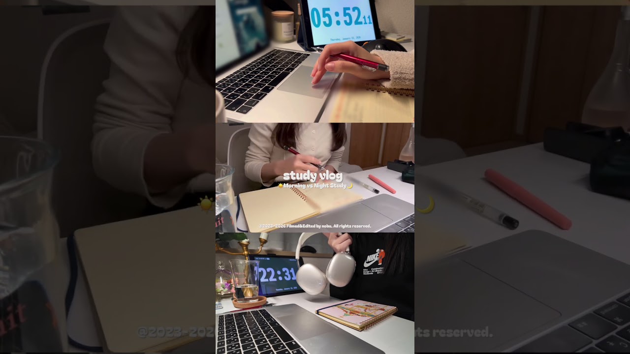 Eng)朝勉強と夜勉強、どっちが良い？☀️🌙社会人が平日に3時間勉強して検証してみた📚✍🏻 Morning vs Night study ｜productive study vlog