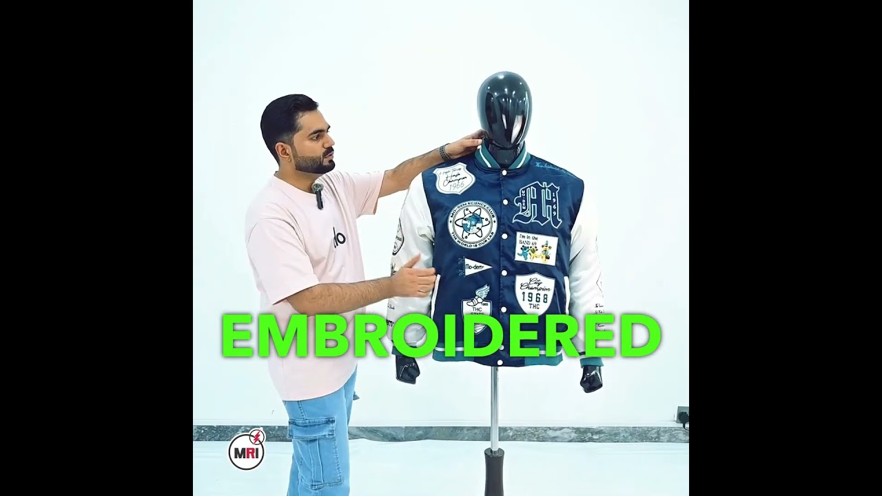 Satin Bomber Jacket With Custom Embroidery Patches 🪡 #embroiderypatches #manufacturer #premium