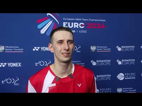 Drużynowe Mistrzostwa Europy 2024 - Adrian Dziółko po wygranym meczu z Czechami - Badminton