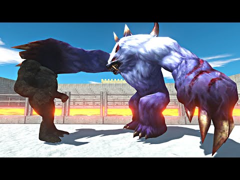 Mutant Bear vs Mutant Primates in Lava Stadium Arena - Animal Revolt Battle Simulator