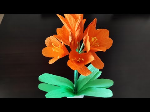 #How to make kaffir lily#paper flowers from crepe paper #paper plant #simple paper flower making