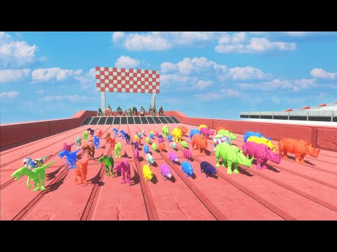 CHASE SPEED RACE TO EAT ANY COLOR ANIMAL, DINOSAURS - Animal Revolt Battle Simulator