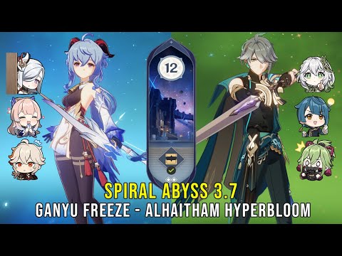 C0 Ganyu Freeze and C0 Alhaitham Hyperbloom - Genshin Impact Abyss 3.7 - Floor 12 9 Stars