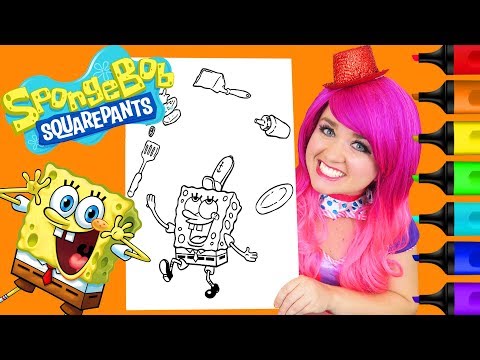 Coloring SpongeBob Krabby Patty Coloring Page Prismacolor Colored Paint Markers | KiMMi THE CLOWN Video