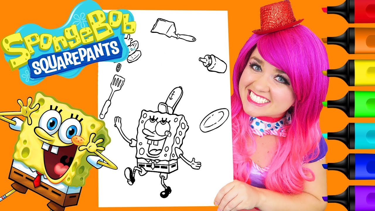 Coloring SpongeBob Krabby Patty Coloring Page Prismacolor Colored Paint Markers | KiMMi THE CLOWN