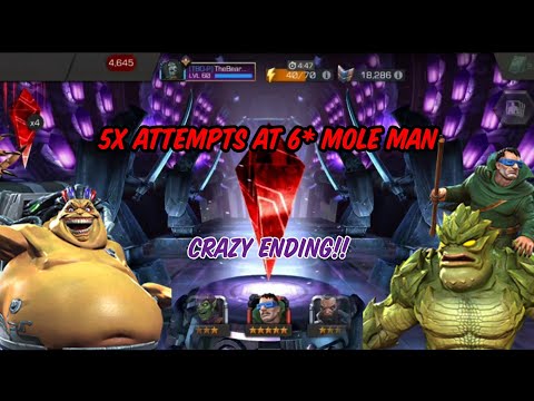 5x Attempts at 6 Star Mole Man! Crazy Lucky Ending!! - Marvel Contest of Champions