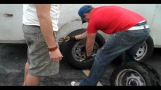 Echoing Angels fixing the trailer on I-85