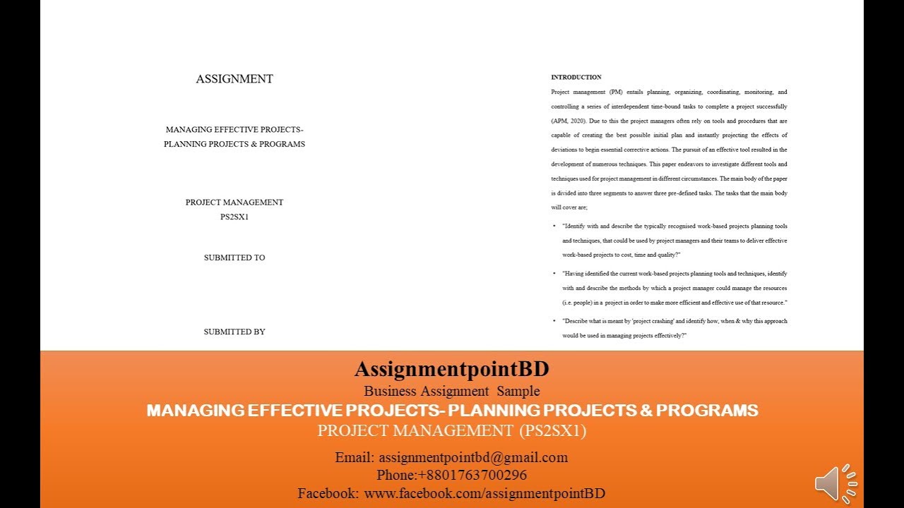 Project Management Assignment Sample: MANAGING EFFECTIVE PROJECTS-PLANNING PROJECTS & PROGRAMS