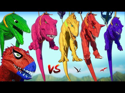 Spider-Man Carcharodontosaurus & T-REX Vs Godzilla I-REX Jurassic World Evolution 2 Dinosaurs Fight