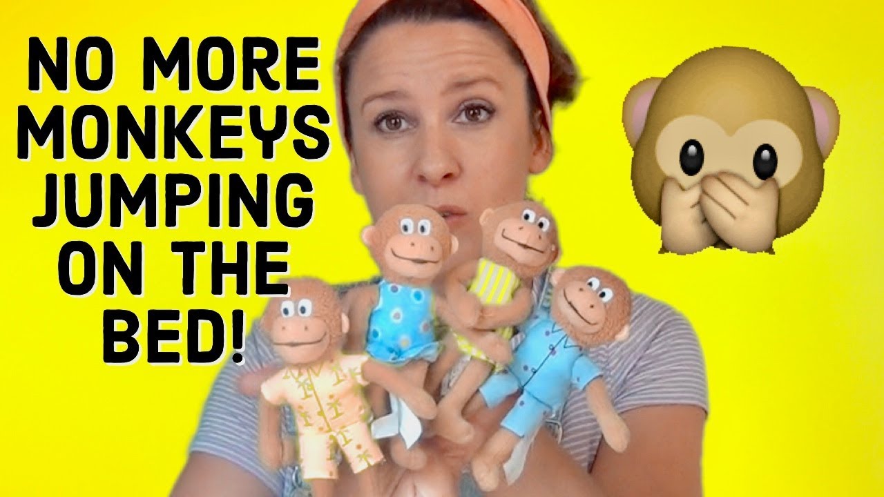 Five Little Monkeys Jumping On The Bed with action hand motions hand puppets