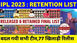 IPL 2023 All Teams Released & Retained Players List Announced | IPL 2023 Released Players List