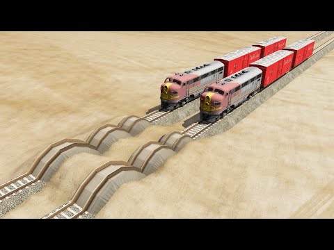 Impossible Speed Bump Rail Tracks Vs Trains Crossing   BeamNG Drive
