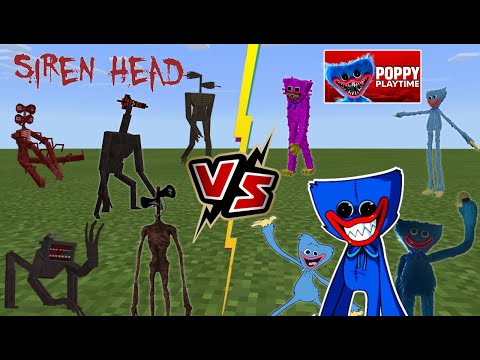 Huggy Wuggy Poppy Playtime VS TEAM Siren Head (Siren Head STRIKES BACK!) Minecraft PE