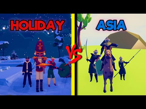 ASIAN ARMY vs HOLIDAY FACTION - Totally Accurate Battle Simulator TABS