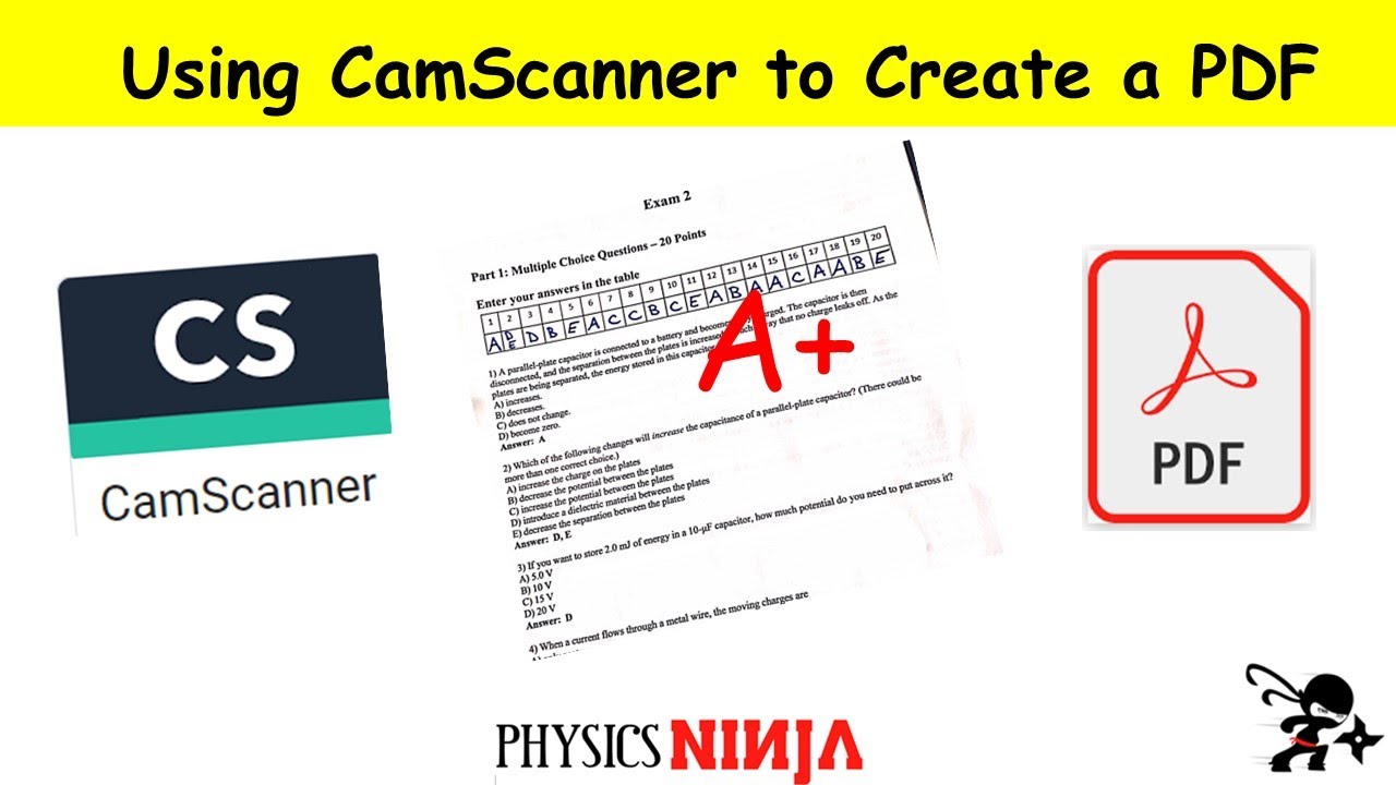 Using Camscanner to Quickly make a PDF doc and submit your exam