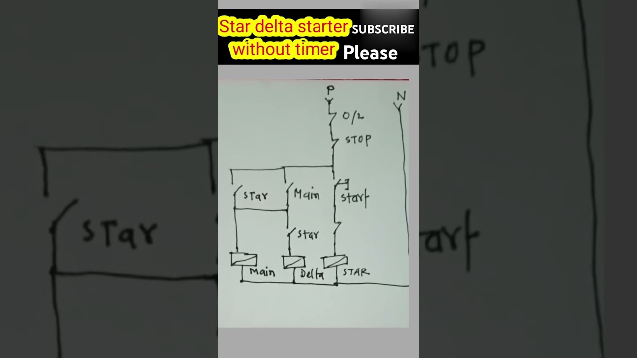 Star delta starter without timer #shortvideos #electricaldiagram #trendingshorts #shortfeed#shorts