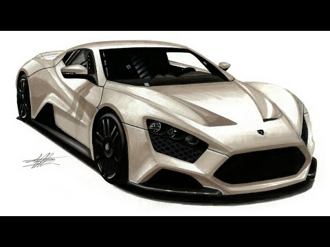 Realistic Car Drawing - 2009 Zenvo ST1 - Time Lapse