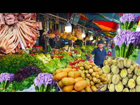 Chhouk Meas food market scenes, massive food scenes, fresh raw & cooked food, Cambodian street food