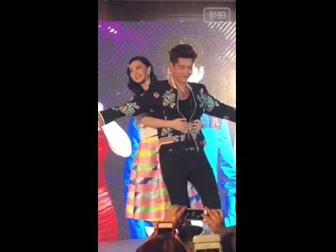 150520 Kris Wu and Fan Bingbing trying different poses @ Challengers Union Presscon