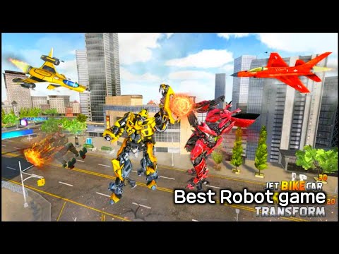 Flying Jet robot car transforming game || best robot game || is an endless car bot city battle that