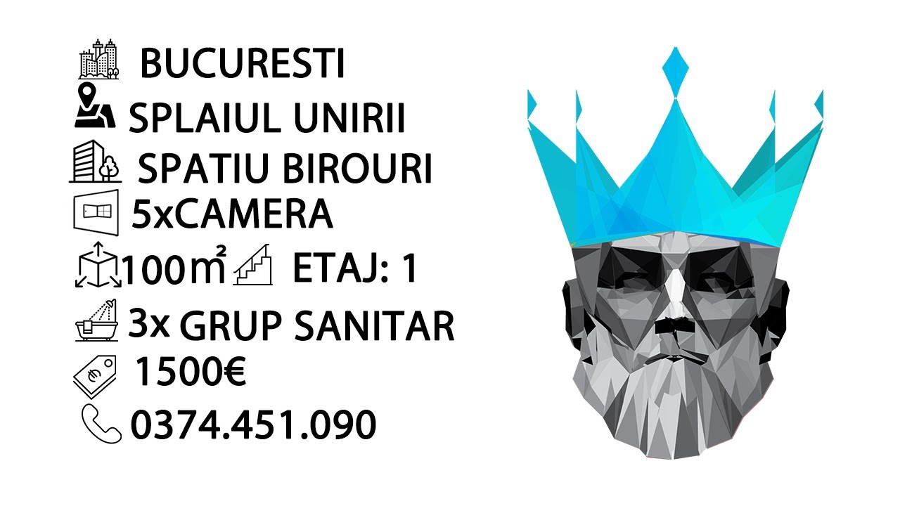 Tur video Spatiu birouri | 1/2 | 5 camere | 3 Bai | 142mp | 12min Metrou | Splaiul Unirii