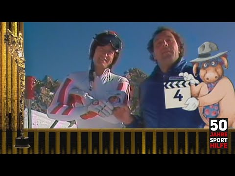 Legendär! Franz Klammer und Werner Grissmann promoten das Sporthilfe-Quiz.