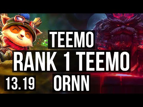 TEEMO vs ORNN (TOP) | Rank 1 Teemo, 2.4M mastery, 500+ games | EUW Challenger | 13.19