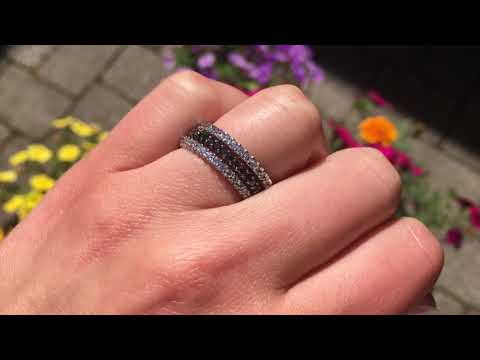 Black Stone Stackable 3.1mm Double Shared Prong Eternity Ring - TwoBirch BK0-ETR-0004-WG-P Stack