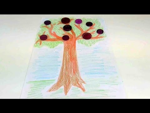 Basteln mit Knöpfen - Wie male ich einen Pflaumenbaum