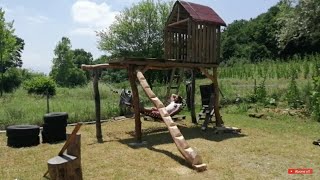 Ahşap çocuk oyun parkı yapımı. Oyun parkuru 1.bölüm