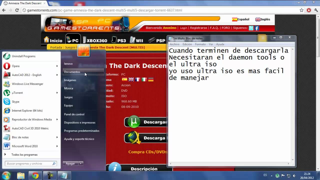 Descargar Amnesia The Dark Descent (Español)