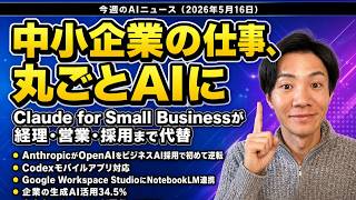 注目AIニュース16選～Claude 中小企業を丸ごとAI化、Codexアプリ、Google Workspace StudioにNotebookLM追加、カカクコムがAI対応で非上場化など