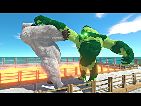 Mutant Primates vs Plant Itself on Small Lava Bridge - Animal Revolt Battle Simulator