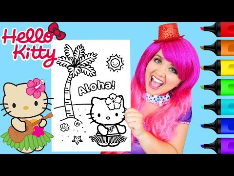 Coloring Hello Kitty Hawaii Hula Dance Coloring Page Prismacolor Markers | KiMMi THE CLOWN Video