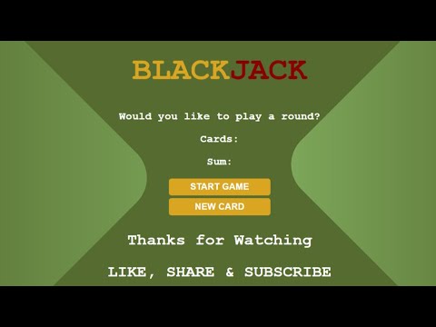 Blackjack Game Using Javascript Html Css Web Development