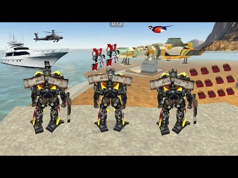 Vegas Crime Simulator - (3x Transformers Fight with Car Robot) Transformer Destroyed Robot Ship - HD