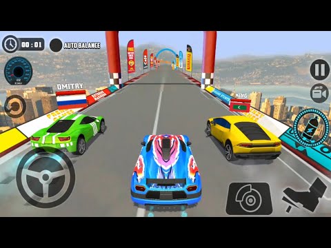 Impossible Car Tracks 3D - Blue Car Driving Stunts Simulator Multiplayer Mode - Android Gameplay