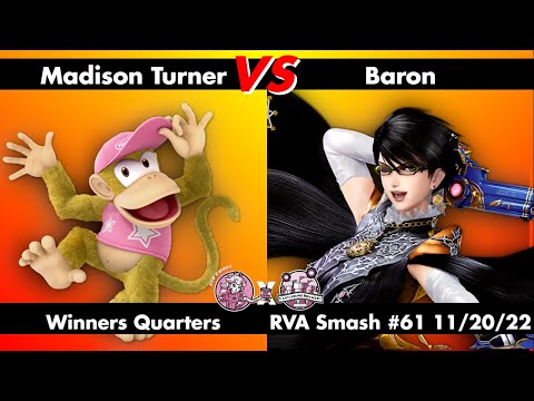 RVA Smash #61: Madison Turner (Diddy Kong) vs Baron (Bayonetta) - Winners Quarters - Ultimate SSBU