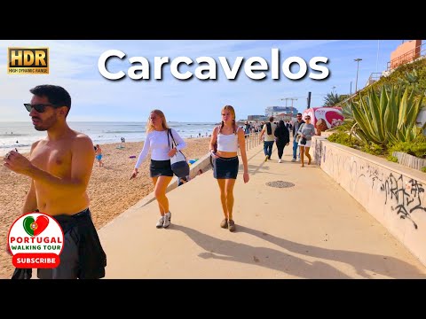 Carcavelos Beach Walking Tour | Lisbon to Cascais Part 17 | 4K60fps HDR Portugal