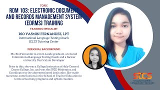 RDM 103: Electronic Document and Records Management System (EDRMS) Training [2 HOURS FULL COURSE]