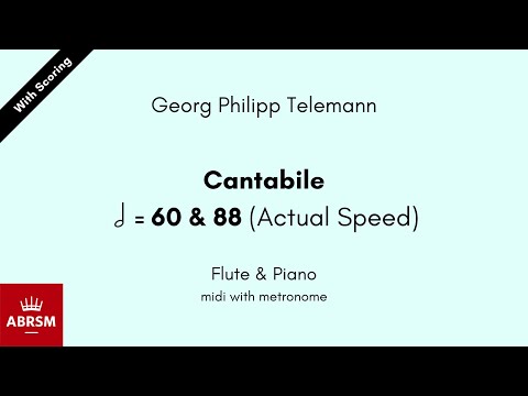 Georg Philipp Telemann - Cantabile 60 & 88 (Actual Speed) Flute & Piano midi with metronome