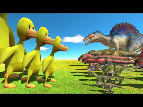 Carnivores Dinosaurs VS Is Growing Rainbow Friend Yellow - Animal Revolt Battle Simulator