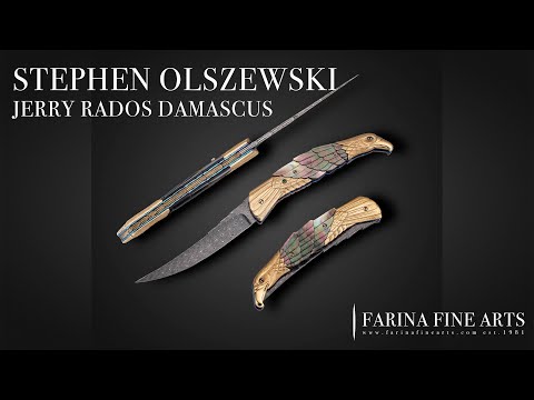 Automatic Folder by Stephen Olszewski, Solid Gold Eagle, Black Lip Pearl & Damascus Blade by J.Rados