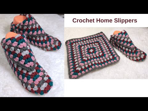 HOW TO CROCHET A COZY AND EASY HOME SLIPPERS WITH ONLY ONE GRANNY SQUARE?