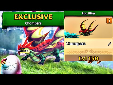 Chompers Max Level 150 Titan Mode - Exclusive Egg Biter - Dragons:Rise of Berk